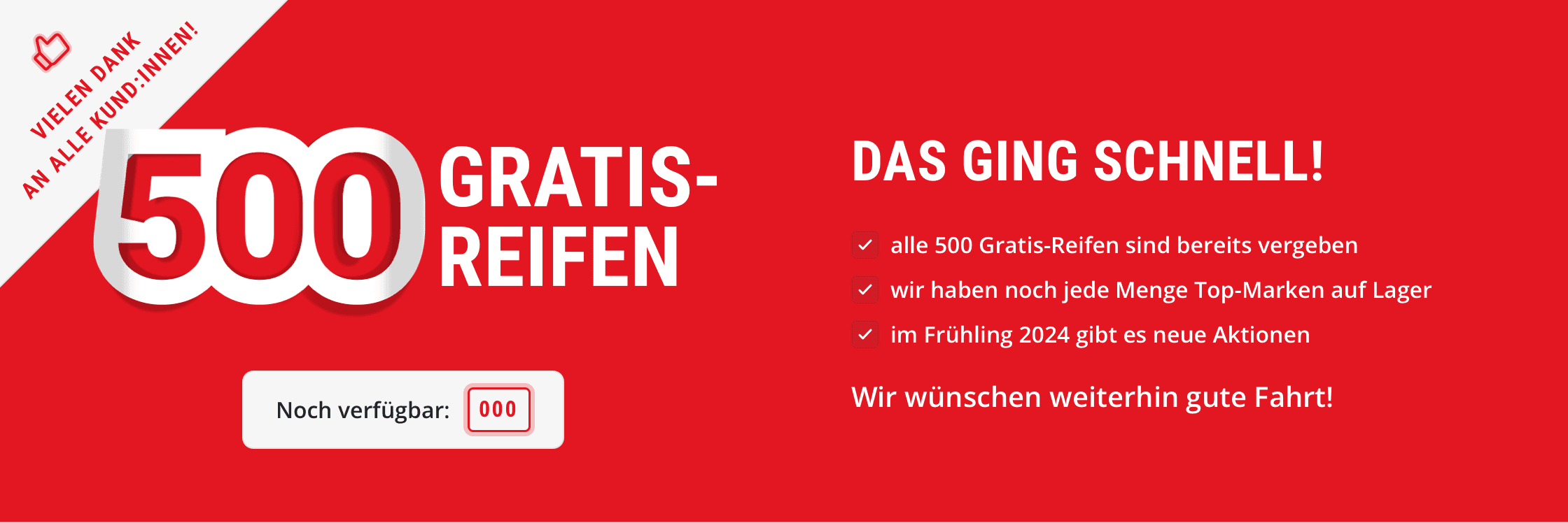 500 Gratis-Reifen