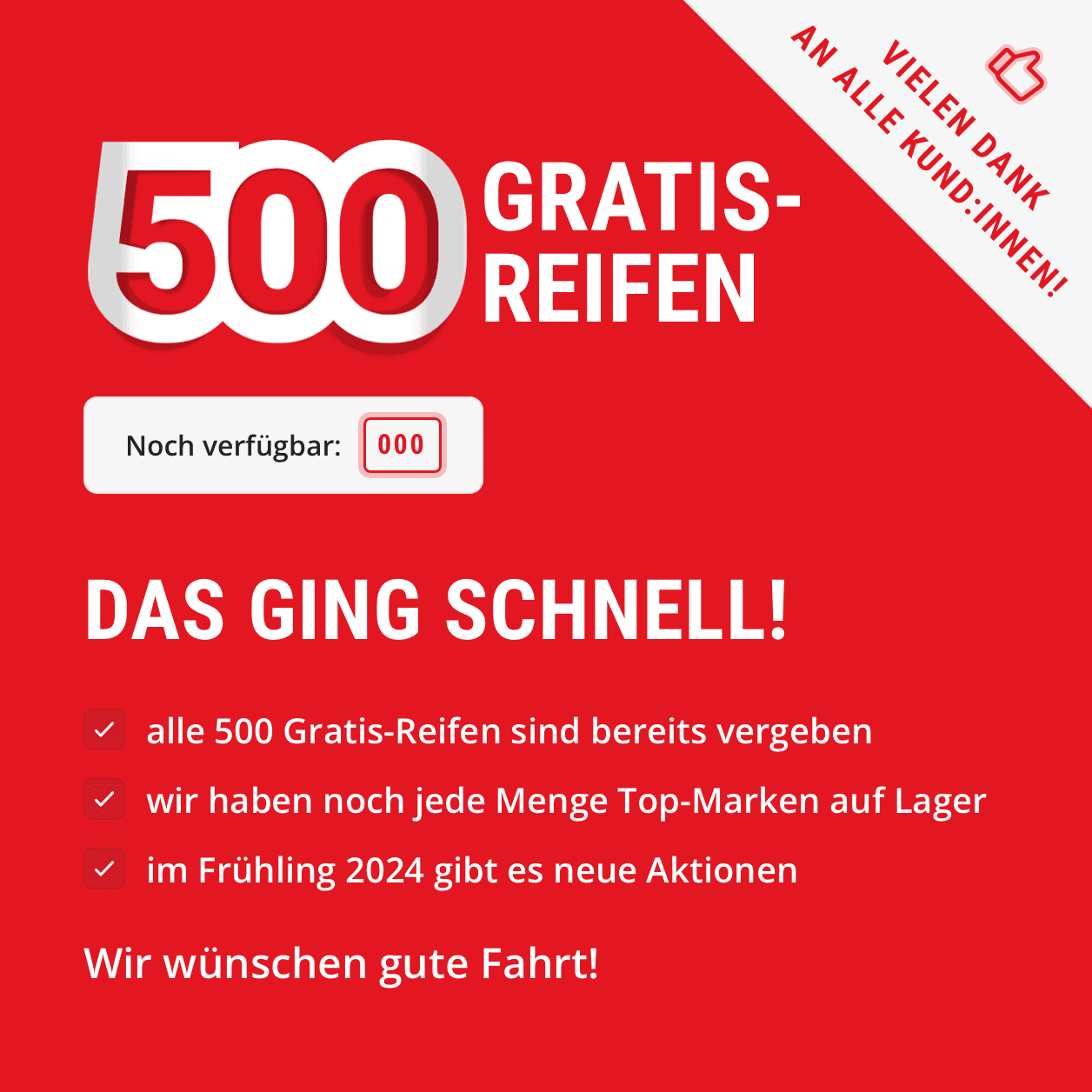 500 Gratis-Reifen
