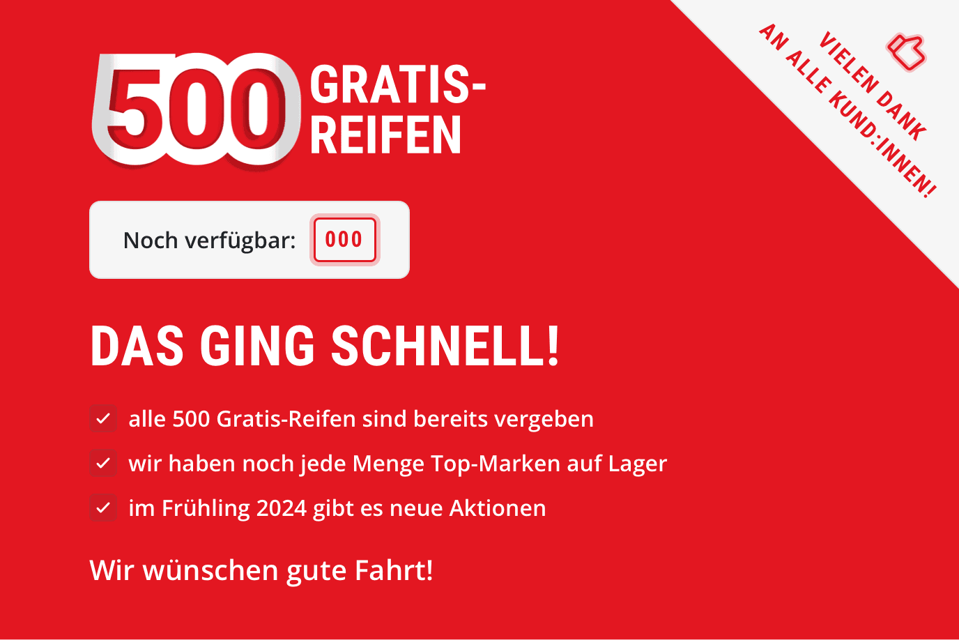 500 Gratis-Reifen